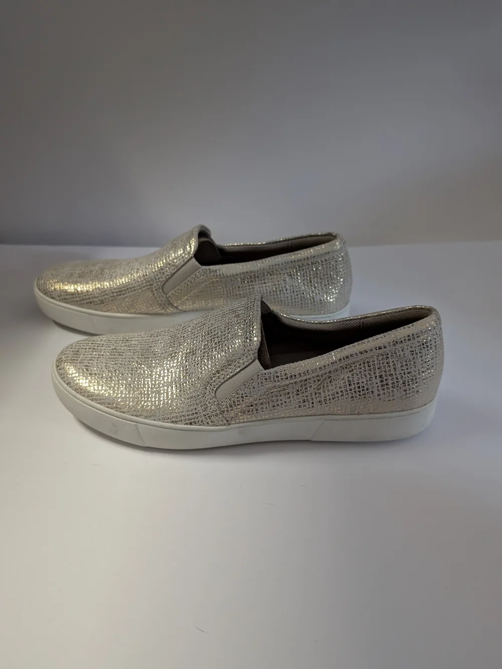 Metallic Textured Slip-On Sneakers - Neutral Metallic